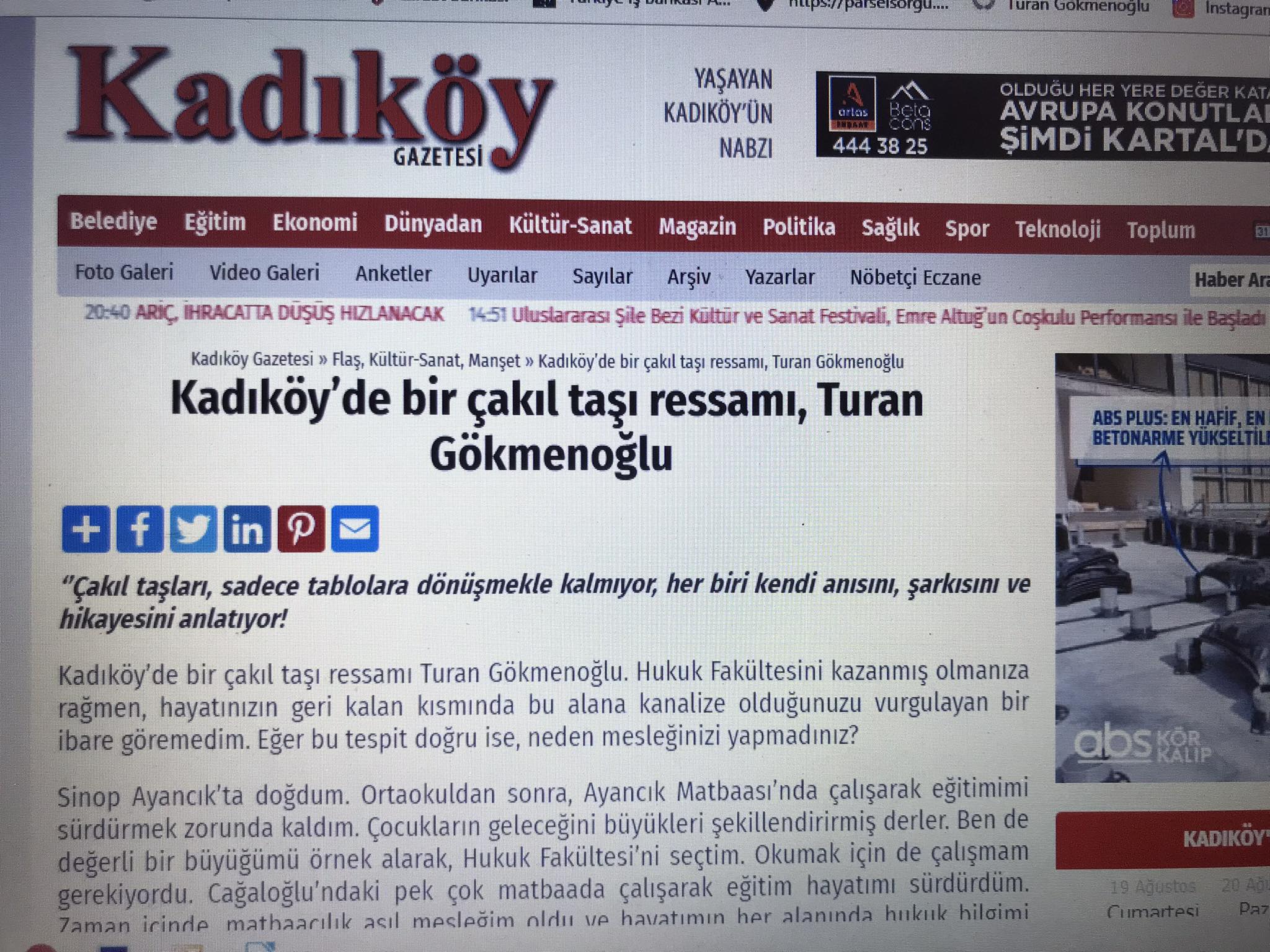 Kadıköy’de bir çakıl taşı ressamı, Turan Gökmenoğlu